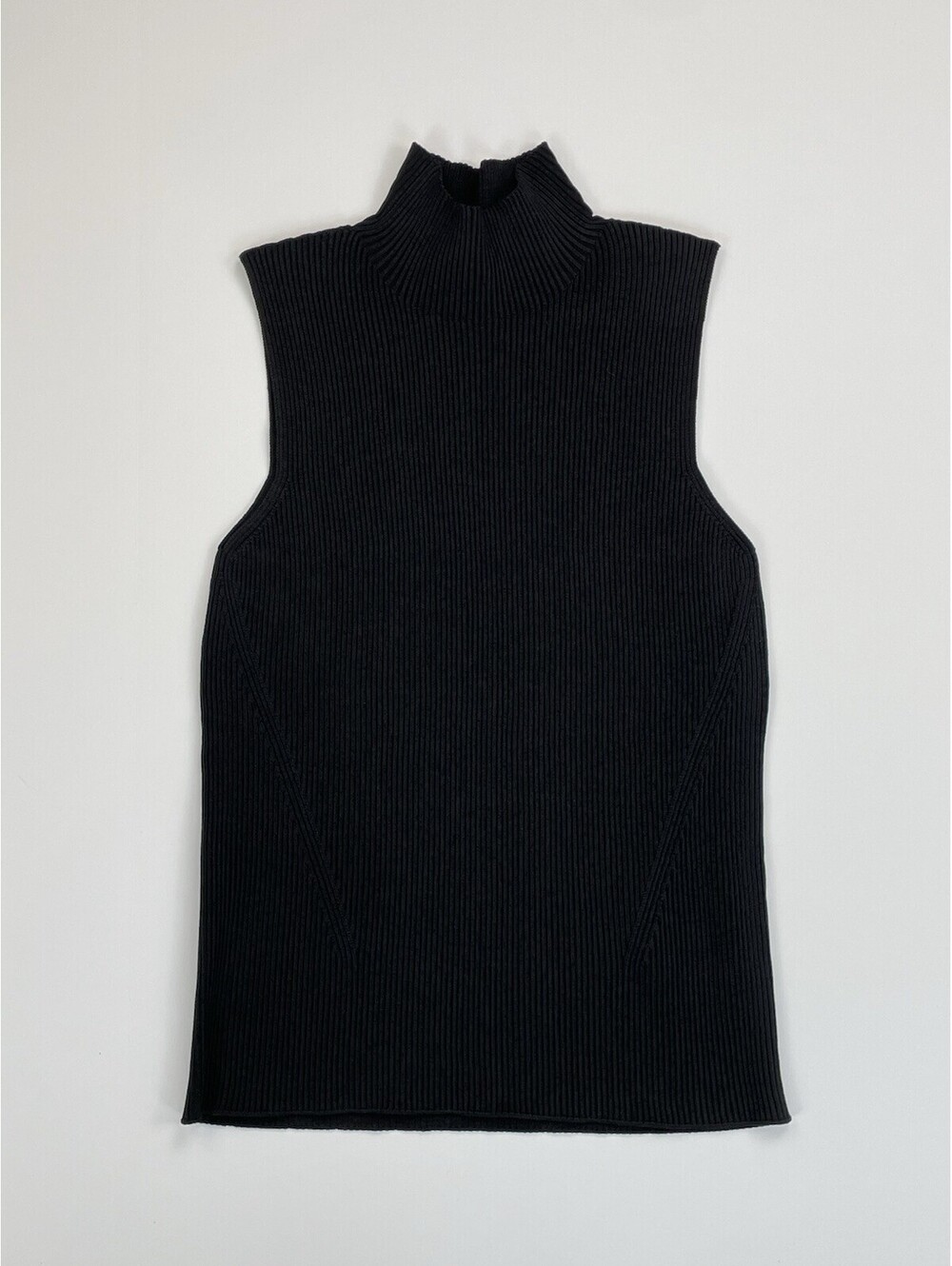 CFCL Japan Portrait Sleeveless Ribbed Knit Turtleneck Top Black Size F One Size